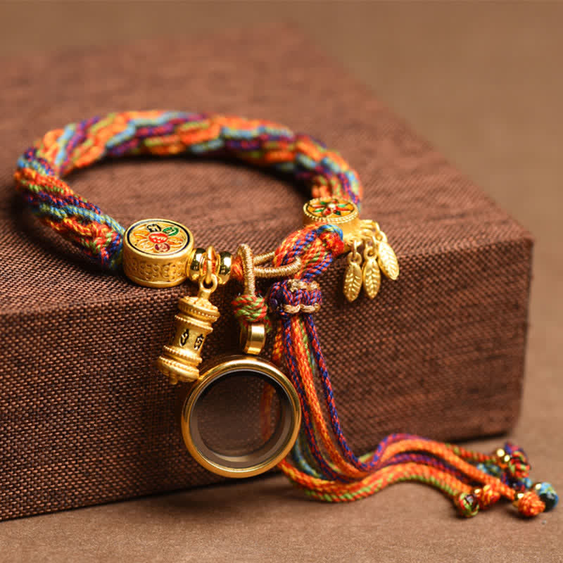 Zen Karma Tibetan Om Mani Padme Hum Dreamcatcher Luck Colorful Reincarnation Knot String Bracelet